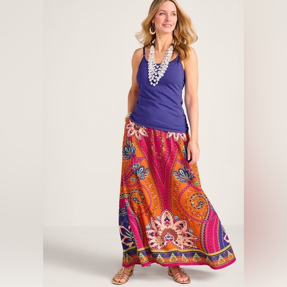 NWOT Soft Surroundings Marguerite Maxi Skirt In Bora Bora Scarf Print Medium - Picture 6 of 15